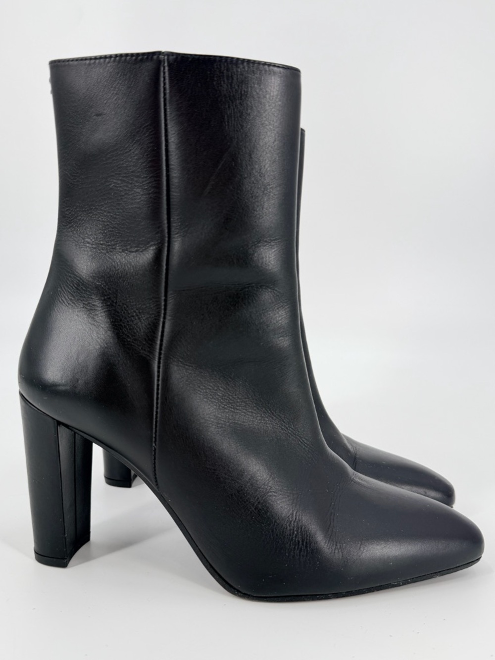 INEZ Black Leather Paz 90 Heel Boots Booties 9.5